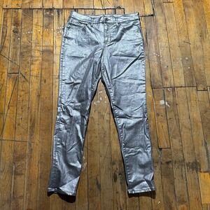 Express Jeans Women's Size 10R Silver Comfort Flat Front Mid Rise‎ Skinny Leg